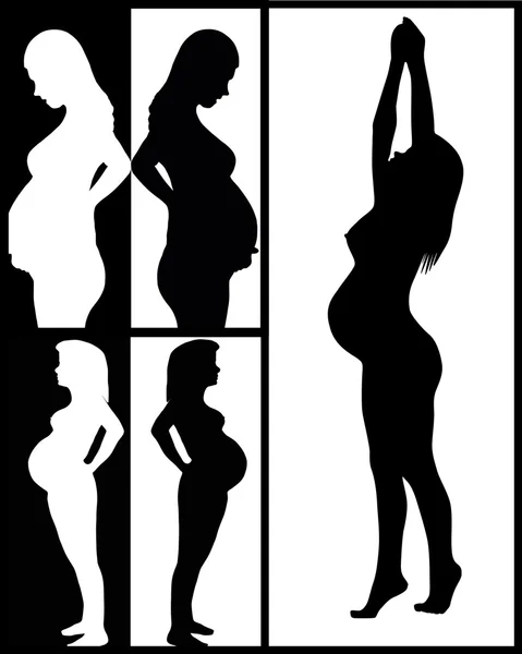 La silhouette della donna incinta . — Vettoriale Stock