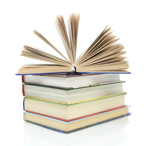Stack of books on a white background close-up — Stock Photo, Image
