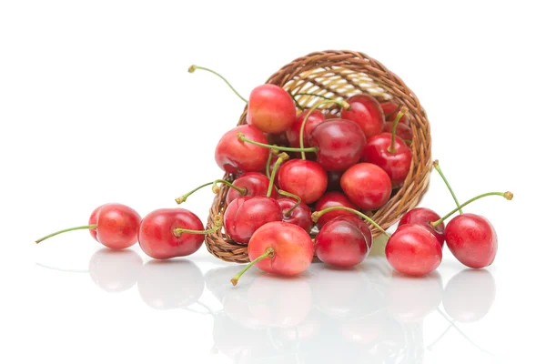 Cherries in a basket close up — Stock Photo, Image
