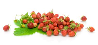 Ripe wild strawberry on a white background clipart