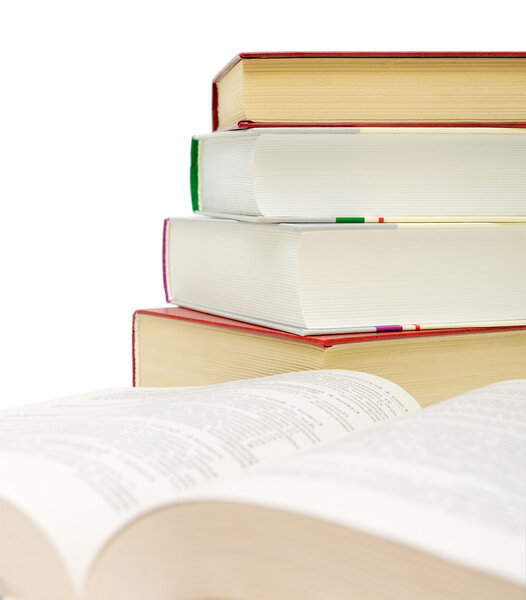Books on white background