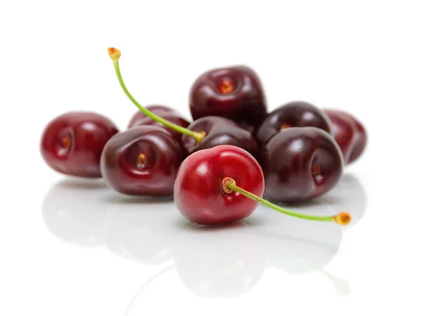 Ripe cherry closeup on white background — Stock Photo, Image