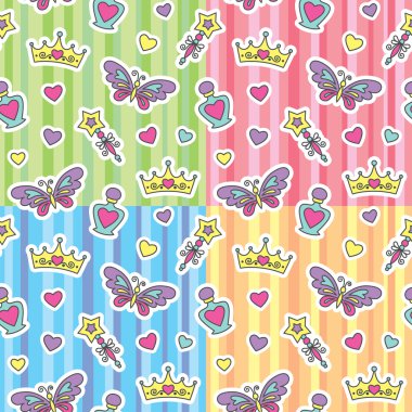 Princess patterns set clipart
