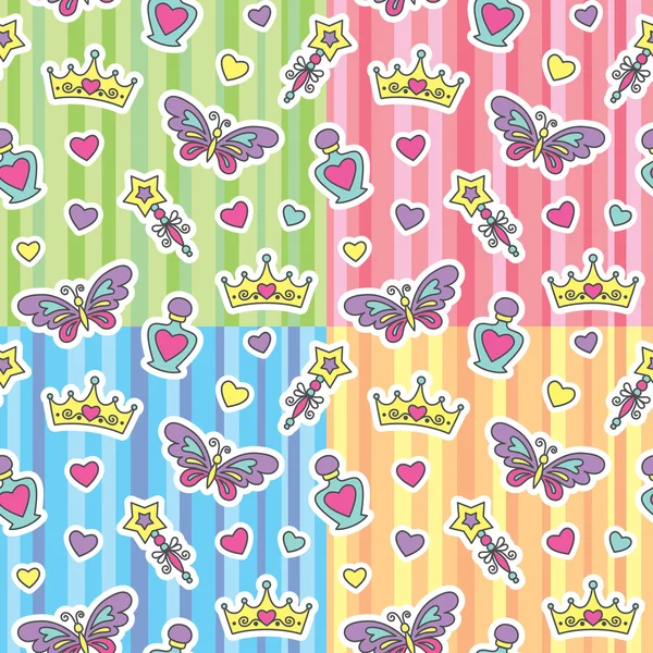 Princess patterns set — Stok Vektör