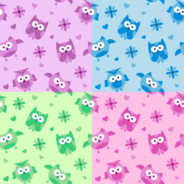 Owls patterns — Stock Vector