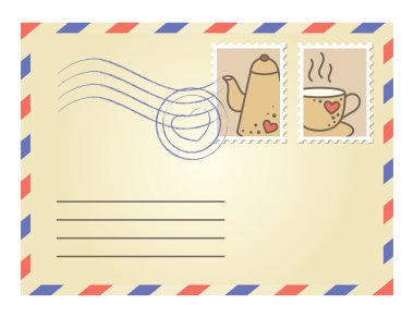 Envelope with postage stamps clipart