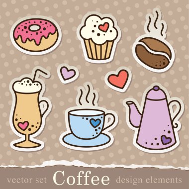 Coffee stickers clipart