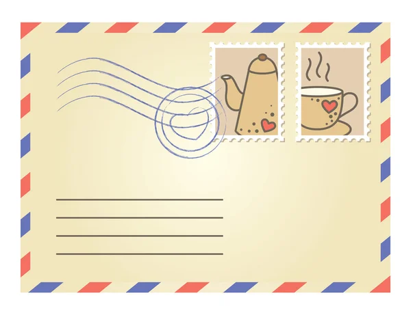 Envelope com selos postais — Vetor de Stock