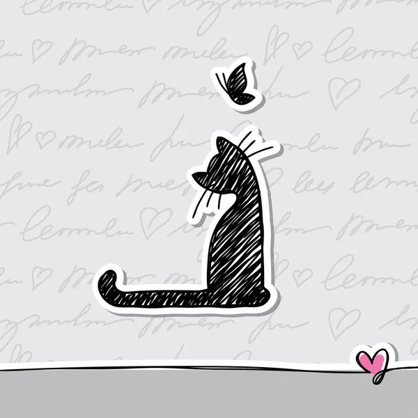 猫とカード — ストックベクタ