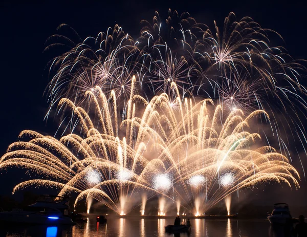 stock image Colorful fireworks over dark sky