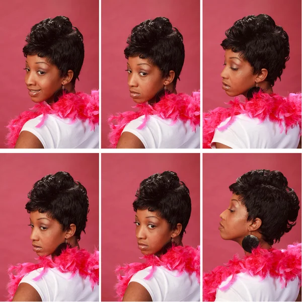 羽毛製の襟巻をもつ黒人女性 — ストック写真