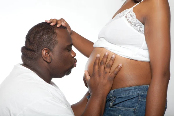 stock image Dad kissing baby belly