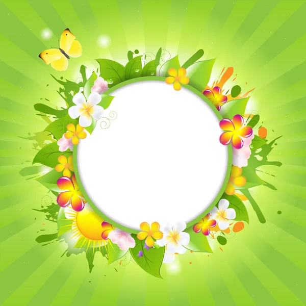 Affiche d'été avec des fleurs — Image vectorielle