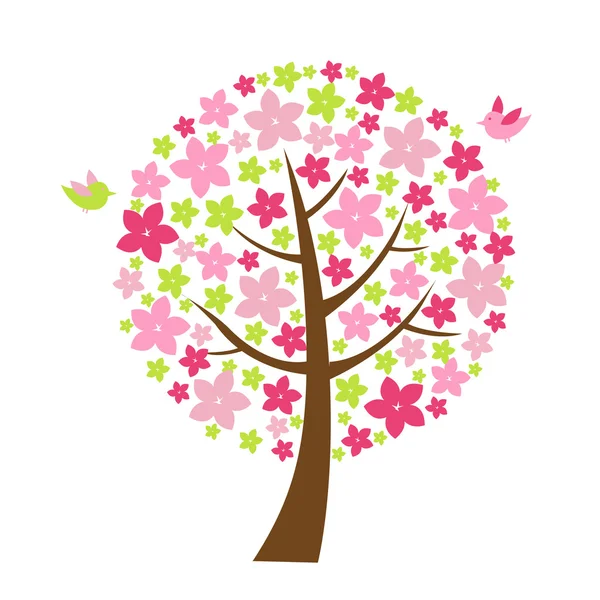 Strom s květinami — Stockový vektor
