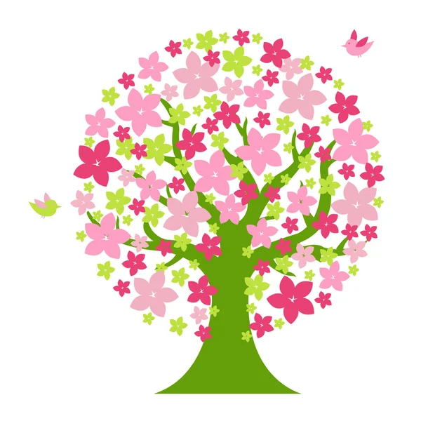 Strom s barevné květy — Stockový vektor