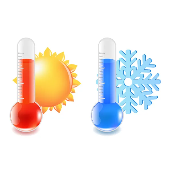 温度計のホット、コールドの温度 — ストックベクタ