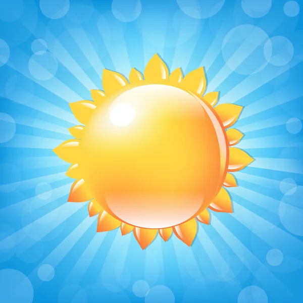 Sun With Sunburst And Bokeh — Stock Vector