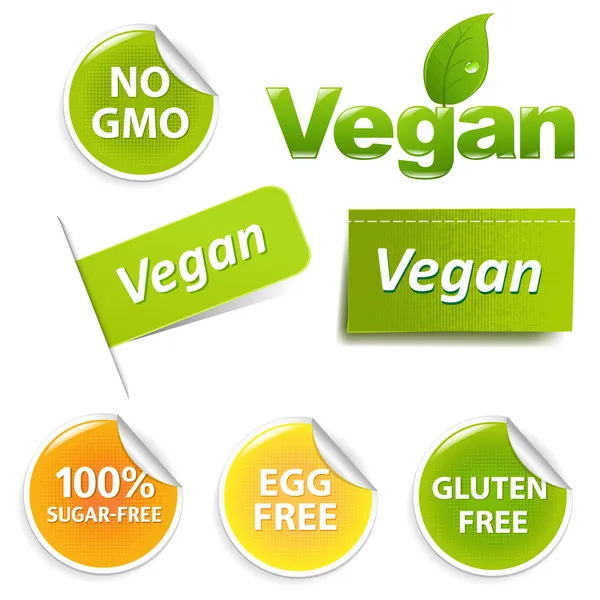 Conjunto de etiquetas Vegan —  Vetores de Stock
