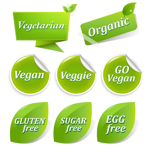 Vegan etiketter stor uppsättning — Stock vektor