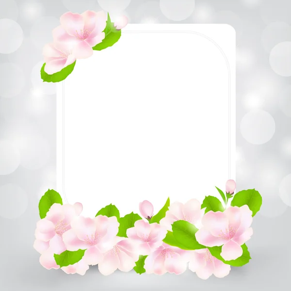 Cartão de presente com flor de maçã — Vetor de Stock