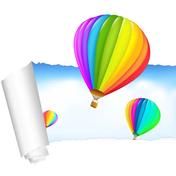 Papier mit Luftballons am Himmel — Stockvektor