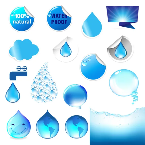 Símbolo de agua Big Set — Vector de stock