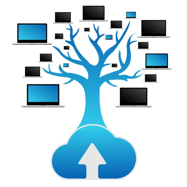 Cloud Computing Tree — Stock Vector