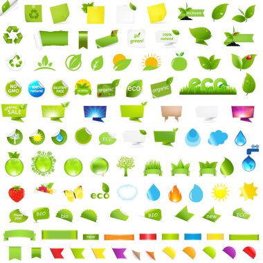 Big Nature And Eco Set With Labels clipart