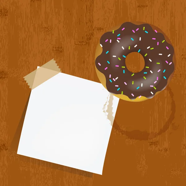 Lembrete vazio com donuts de chocolate — Vetor de Stock