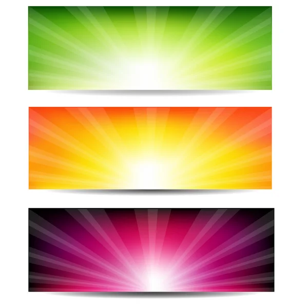Abstract Color Sunburst Banner Set — Stock Vector