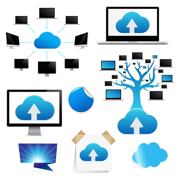 Imposta promemoria con l'icona del cloud computing — Vettoriale Stock