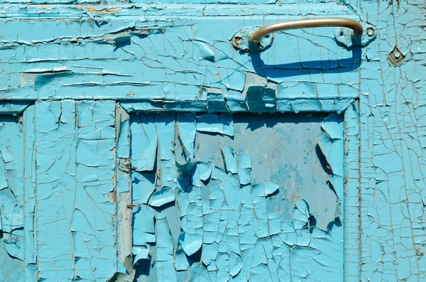 금이 간된 오래 된 그린된 블루 문의 일부 — 스톡 사진