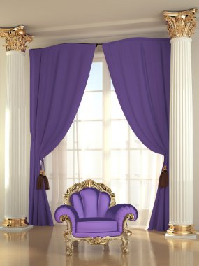 Luxury armchair in modern interior apartment, baroque