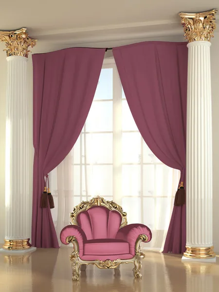 Luxusní křeslo v královské vnitřního prostoru — Stock fotografie