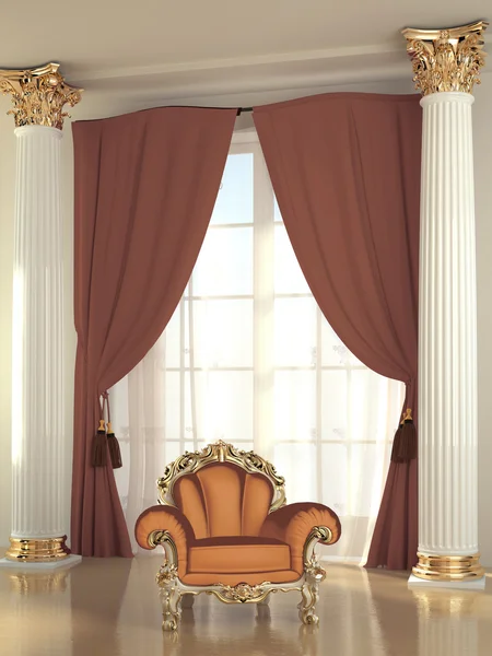 Barokní křeslo v luxusním interiéru haly — Stock fotografie