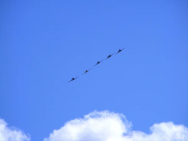 Tukums, Letonya - Ağustos 1: Büyük Britanya akrobasi ekran takımı yakovlevs tukums airshow olay Ağustos 1, 2009 yılında tukums, Letonya görüntüleme — Stok fotoğraf