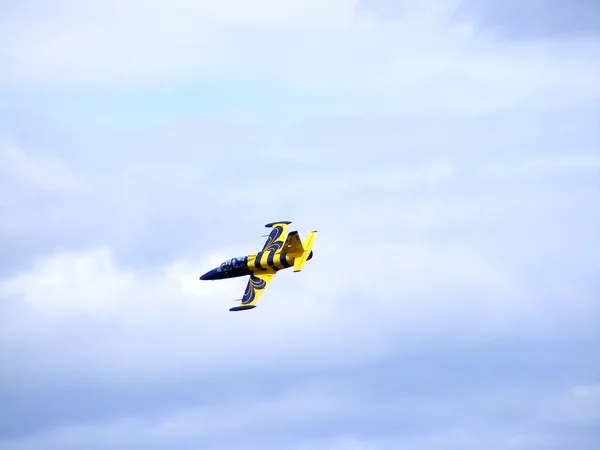 투 쿰 스, 라트비아-8 월 1: 라트비아어 aerobatic 디스플레이 팀 비행기 어로 패-39 albatros 디스플레이 투 쿰 스 airshow 이벤트 8 월 1 일에서 2009 년 투 쿰 스, 라트비아에에서 발트 꿀벌 — 스톡 사진