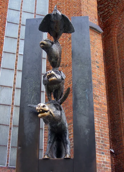 Estátua de Bronze de músicos da cidade de Bremen — Fotografia de Stock