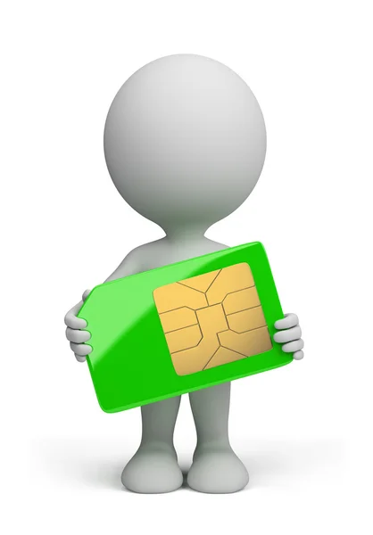 stock image 3d person - sim card