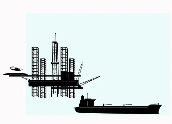 Plataforma petrolífera mar adentro . — Archivo Imágenes Vectoriales