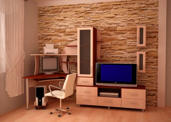 Меблі, комп'ютерний стіл Стокова Картинка