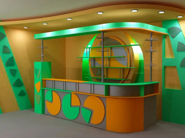 Bar in hellgrünen und orangen Farben Stockbild