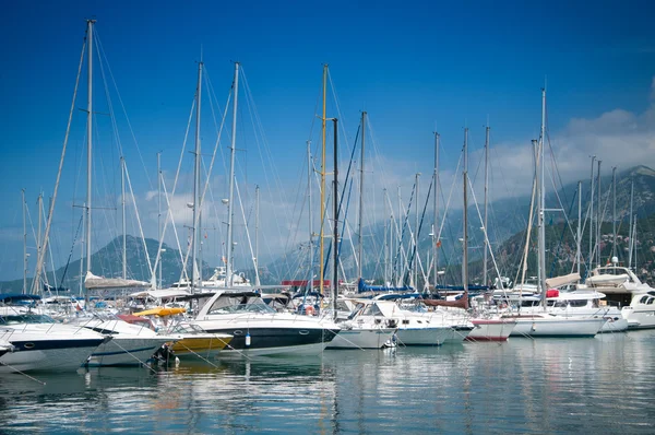 stock image A sea port with luxury yachts