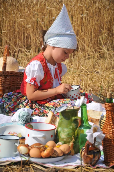 Tradiční snídaně pšeničné pole — Stock fotografie