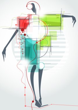 Fashion background. The abstract figure of a girl in a dress. clipart