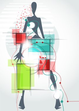 Fashion background. The abstract figure of a girl in a dress. clipart