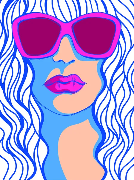 Pop Art Frau mit Sonnenbrille. Mode-Illustration — Stockvektor