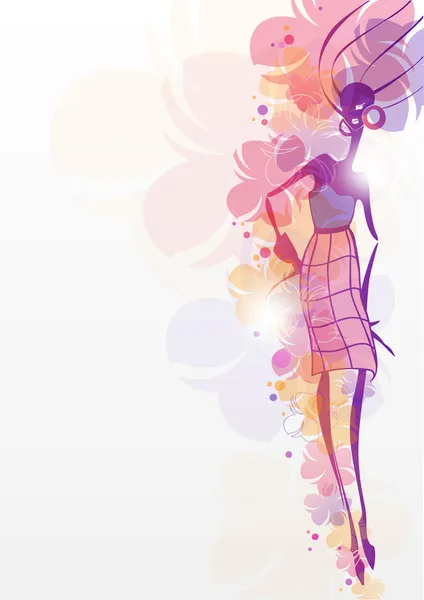 Girl with flowers. Fashion background — Stock Vector