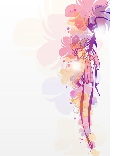 Κορίτσι με λουλούδια. μόδα φόντο — Διανυσματικό Αρχείο