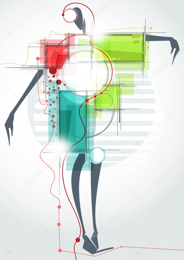 Fashion background. The abstract figure of a girl in a dress.